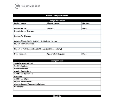project change control form template