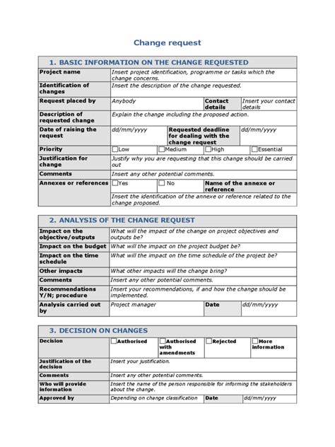 project change request form example