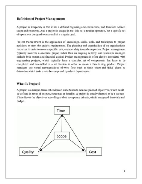 project definition in project management pdf