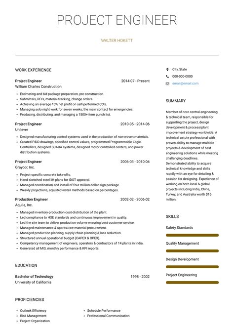 project engineer cv examples