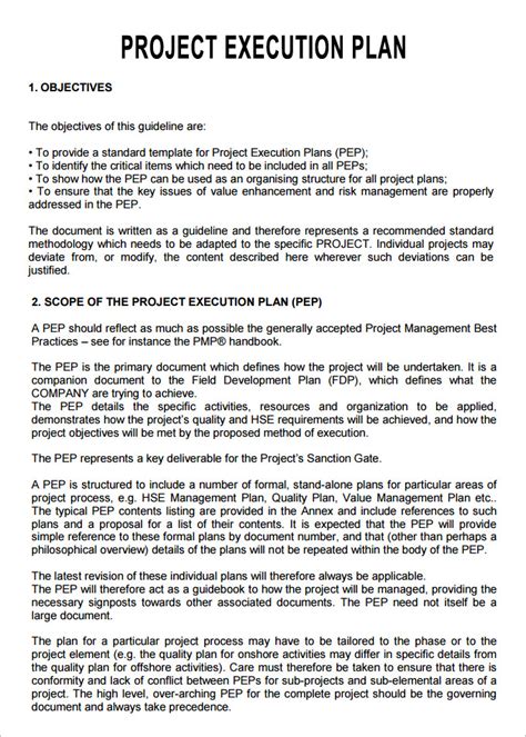 project execution plan example construction