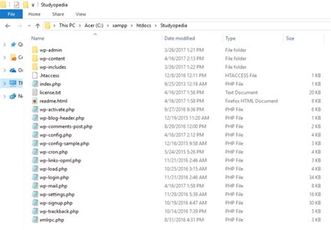 Project Folder Xampp
