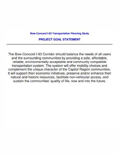 project goal statement examples