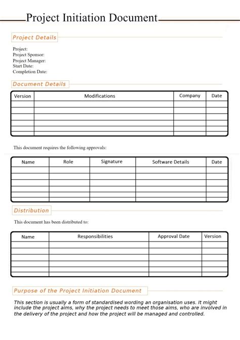 project initiation document format