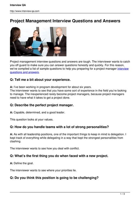 project management interview questions and answers pdf