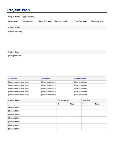project management plan example word