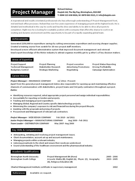project manager resume sample doc india