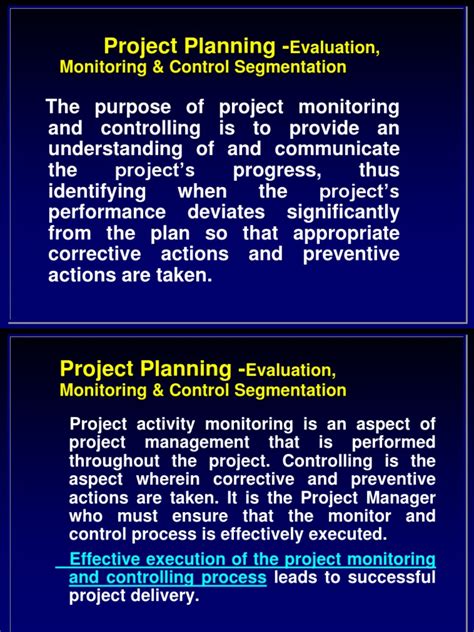 Project Planning And Evaluation Notes