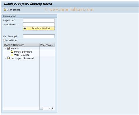 Project Planning Board Tcode In Sap