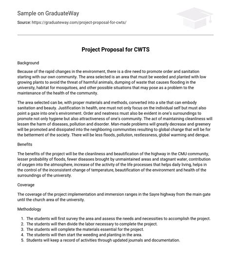 Project Proposal Example Cwts