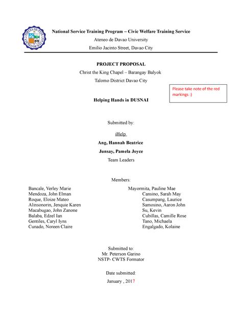 Project Proposal Example Nstp