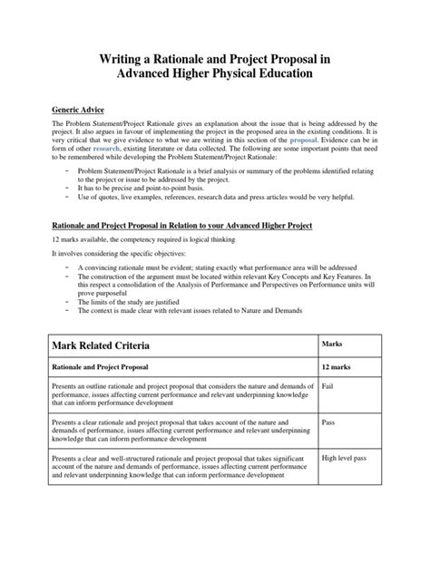 project proposal rationale example pdf