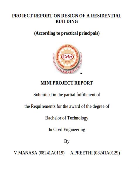 project report format for final year engineering students