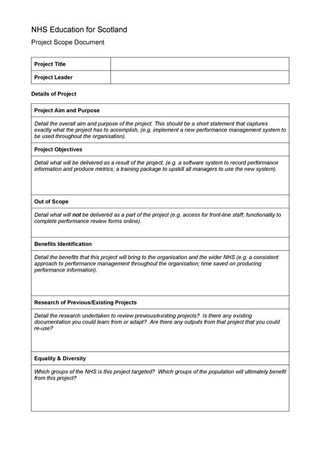 project scoping document template