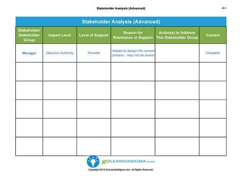 project stakeholder matrix template