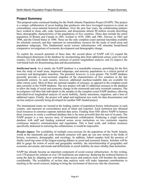 project summary example in research