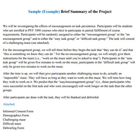 project summary sample pdf