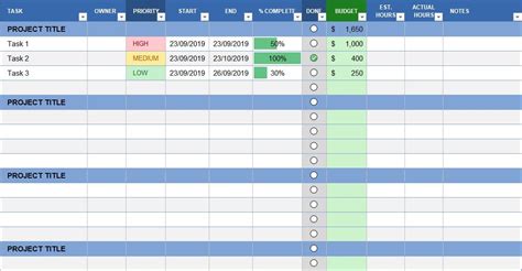 project task list template excel free download