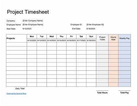 project timesheet template excel free