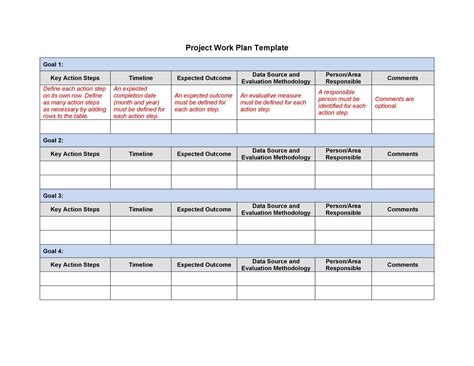 Project Work Plans Examples