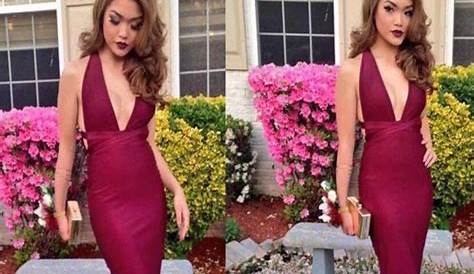 Prom Makeup Maroon Dress Lace And Tulle Plunging V Neck Floor Length African