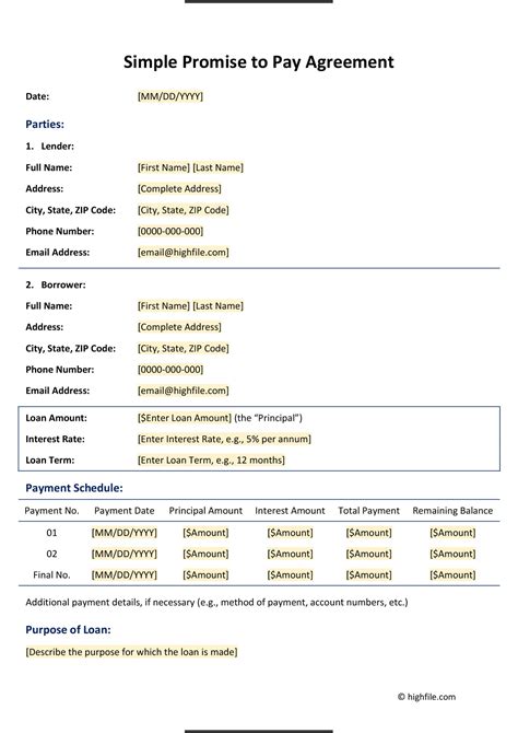 promise of payment contract