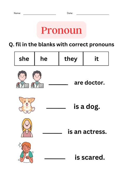 Pronouns Worksheet Grade 1