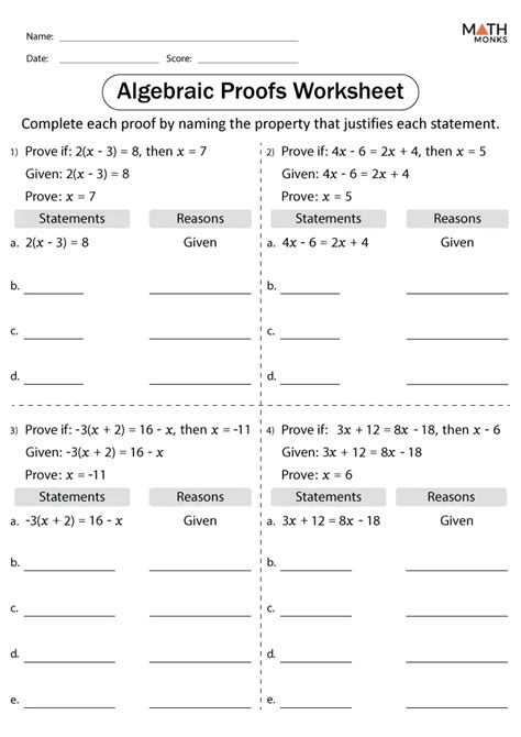 Proof And Reason Math Worksheets