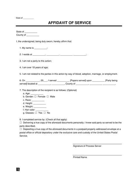 proof of service form template