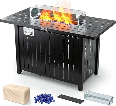 Propane Fire Pit Table With Glass Shield