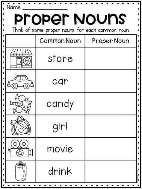 proper nouns worksheet kindergarten