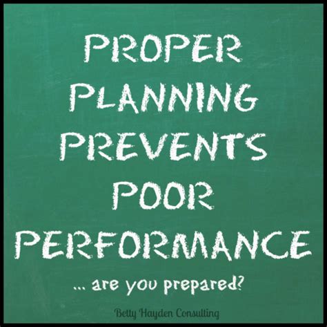 Proper Planning Prevents Poor Performance