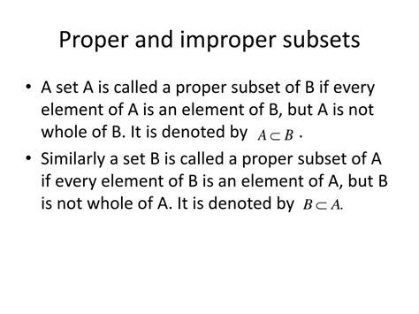 Proper Set And Improper Set Definition