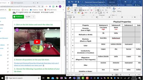 Properties Of Matter Virtual Lab