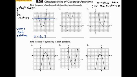 Properties Of Quadratic Functions Answer Key
