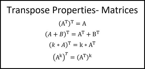 properties of transposed matrix