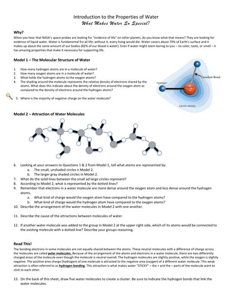 properties of water worksheet word bank