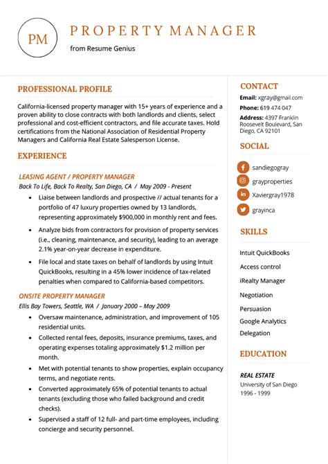 Residential Property Manager Resume Samples QwikResume