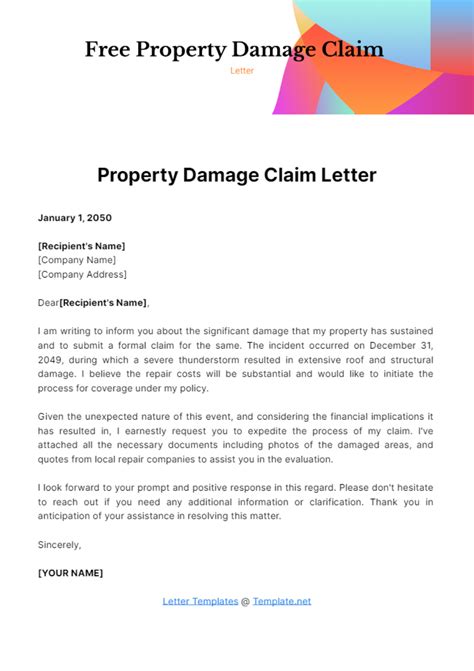 property claim documentation template
