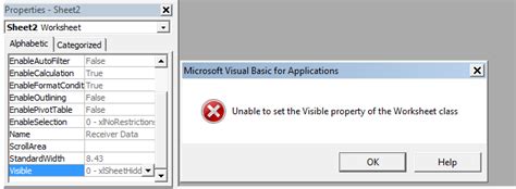 Property Excel Application Visible Can Not Be Set