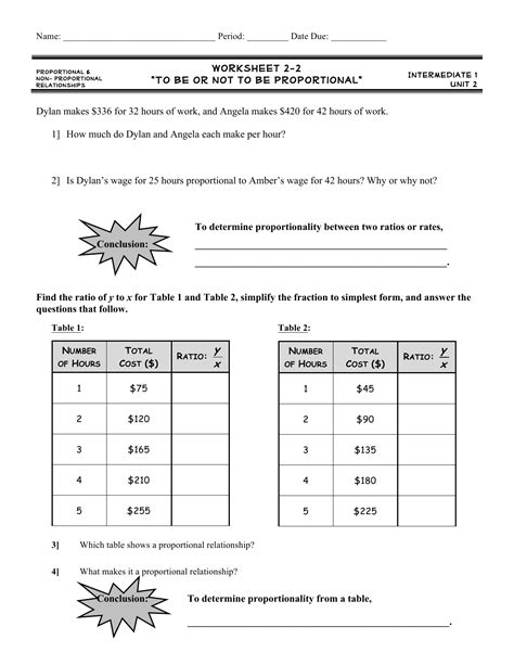 proportional and nonproportional relationships worksheet answer key