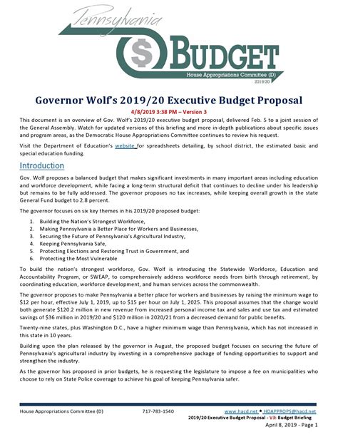 proposal for new budget