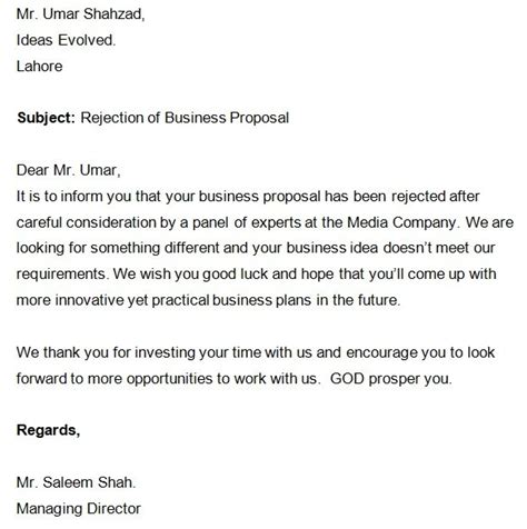 Business Proposal Rejection Letter Samples (How to Decline)