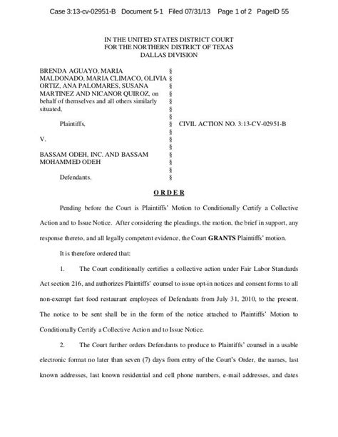 proposed court order sample
