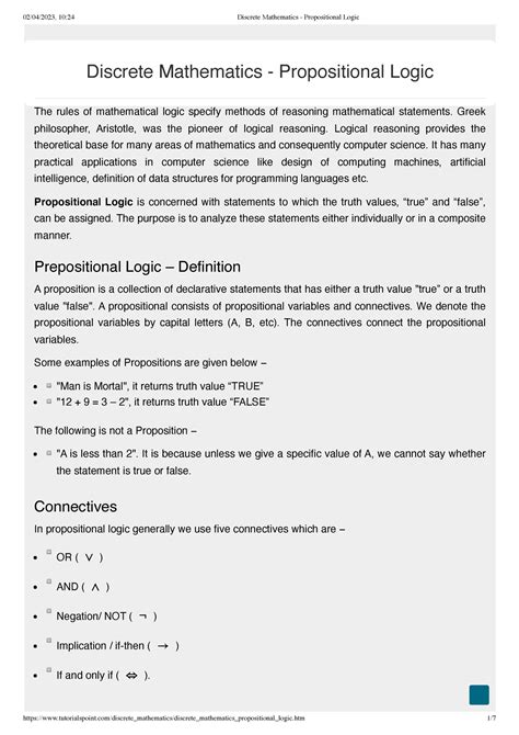 propositional logic in discrete mathematics notes