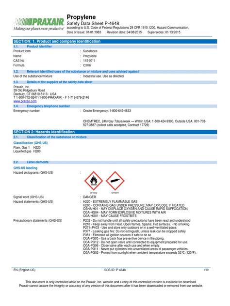Propylene Material Safety Data Sheet