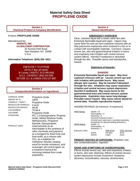 propylene oxide msds pdf