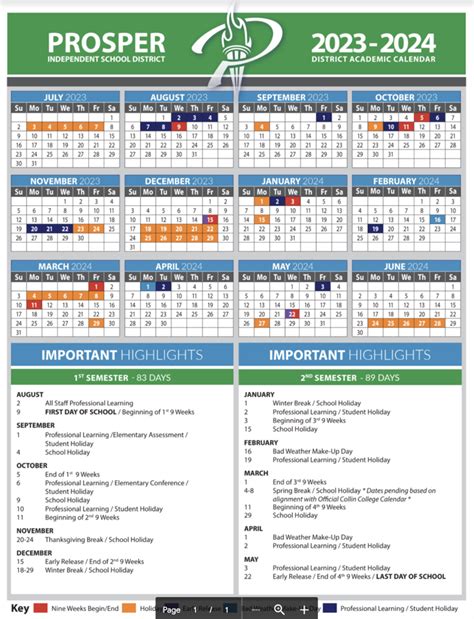 prosper isd school calendar 2023-24