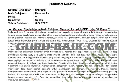 prota bk smp kelas 7 kurikulum merdeka