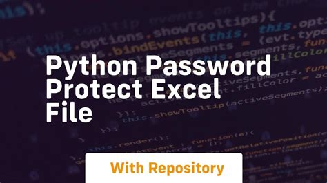 Protect Excel File With Password Python